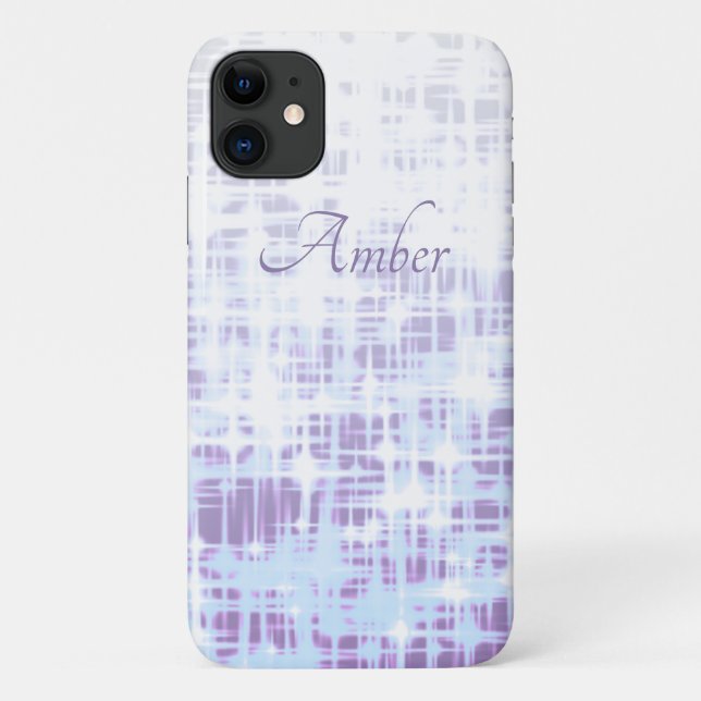 Purple White Gradient Glow Sparkles Personalized Case-Mate iPhone Case (Back)