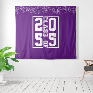 Purple White Graduation Class of Sporty Typography Tapestry