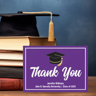 Purple White Graduation Personalized Graduate Thank You Card