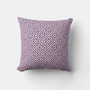 Purple & White Greek Key Throw Pillows