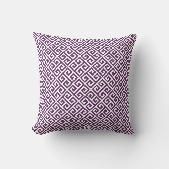 Purple & White Greek Key Throw Pillows (Front)