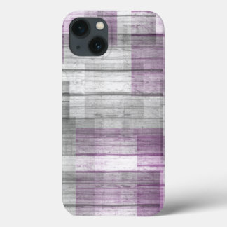 Purple White Grey Black Wood Fabric Texture Ace Pr iPhone 13 Case