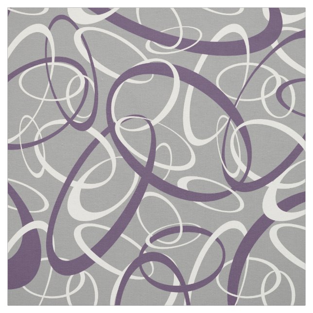 purple white grey geometric loops pattern fabric (Swatch)