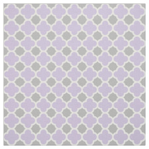 Purple White Grey Quatrefoil Pattern Fabric