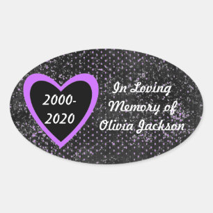 Purple white grunge heart custom sympathy stickers