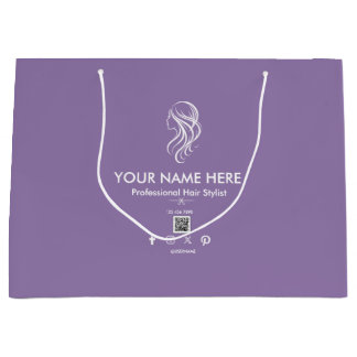 Purple White Hair Stylist Scissors Gift Bag