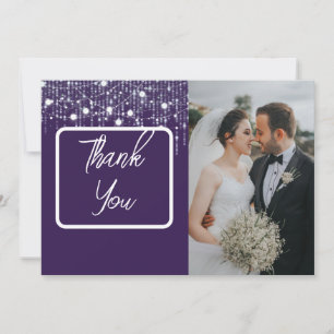 Purple & White Hanging Lights Photo Thank You Card