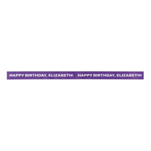 Purple White Happy Birthday Name   Personalized Satin Ribbon
