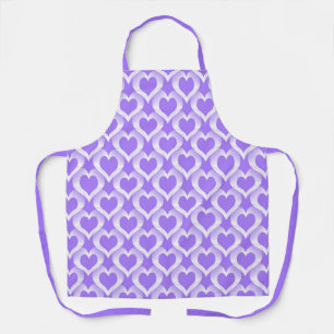Purple White Hearts Pattern Apron