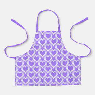 Purple White Hearts Pattern Apron