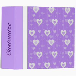 Purple & White Hearts Pattern Binder