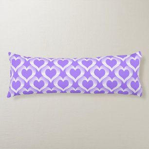 Purple White Hearts Pattern Body Pillow