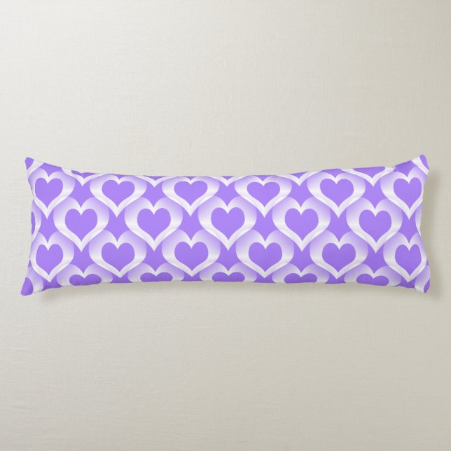 Purple White Hearts Pattern Body Pillow (Front)