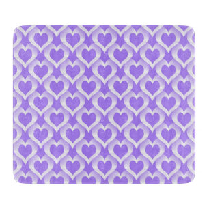 Purple White Hearts Pattern Cutting Board