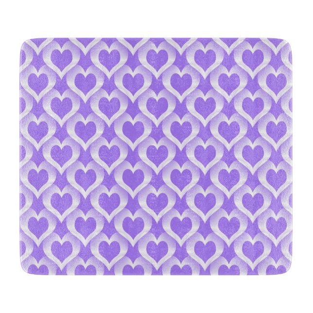 Purple White Hearts Pattern Cutting Board (Front)