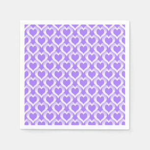 Purple White Hearts Pattern Napkin