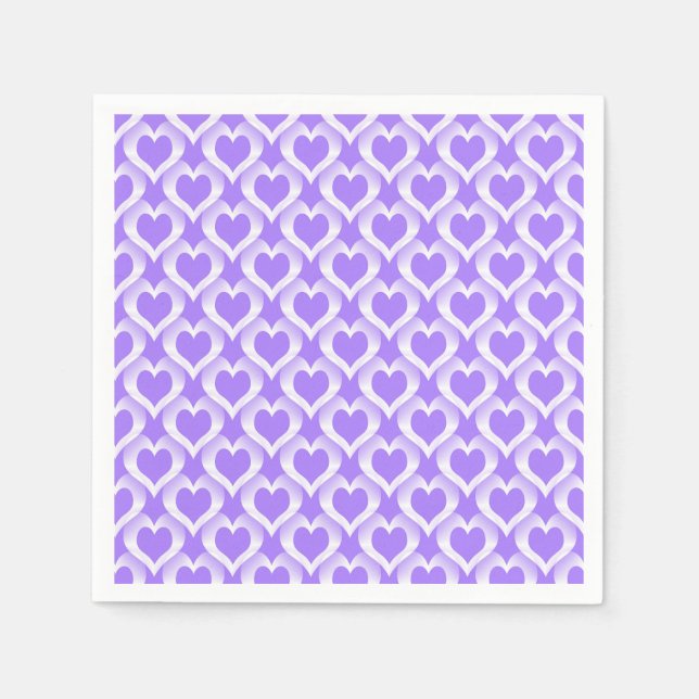Purple White Hearts Pattern Napkin (Front)