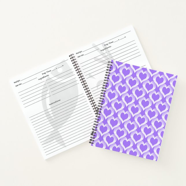 Purple White Hearts Pattern Notebook (Inside)