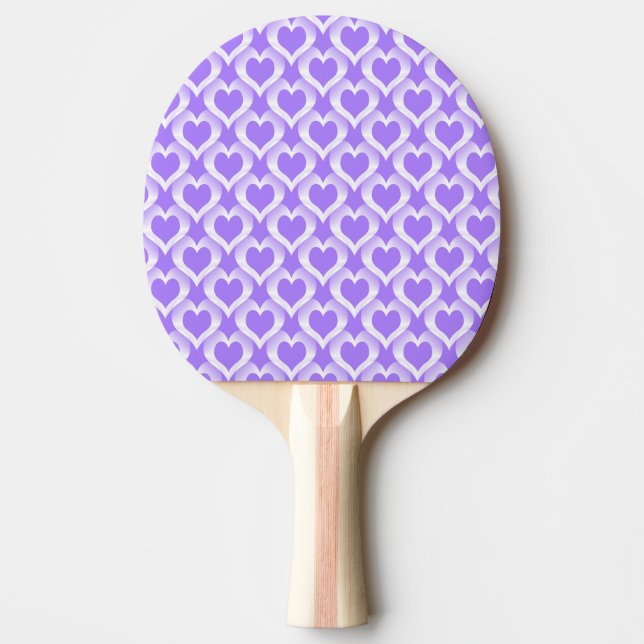 Purple White Hearts Pattern Ping Pong Paddle (Front)