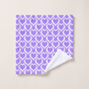 Purple White Hearts Pattern Wash Cloth