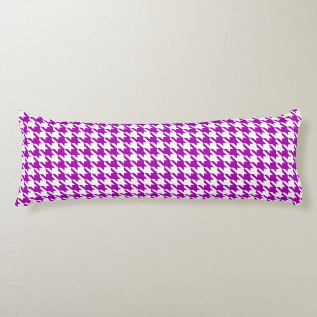 Purple White Houndstooth Check Body Pillow (Front)