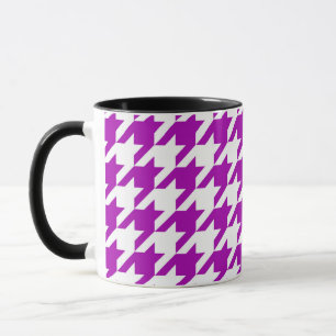 Purple White Houndstooth Check Mug