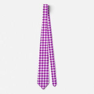 Purple White Houndstooth Check Tie