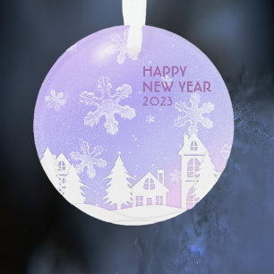 Purple White House Snowflakes Noël 2023