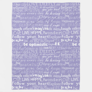 Purple White Inspirational Words Christmas Fleece Blanket