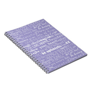 Purple White Inspirational Words Christmas Notebook