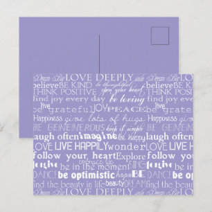 Purple White Inspirational Words Christmas Postcard