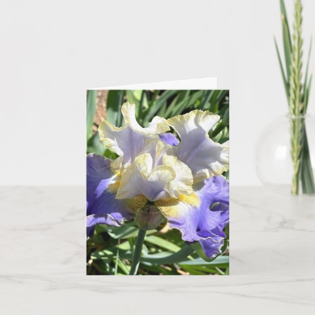Purple & White Iris Personalized Greeting Card (Front)