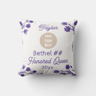 Purple White Job's Daughters Honoured Queen Gift Throw Pillow
