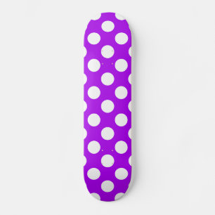 Purple & White Large Polka Dot Skateboard