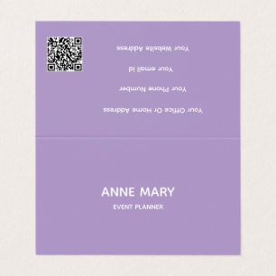 Purple White Lavender Violet Professional QR Code Business Card