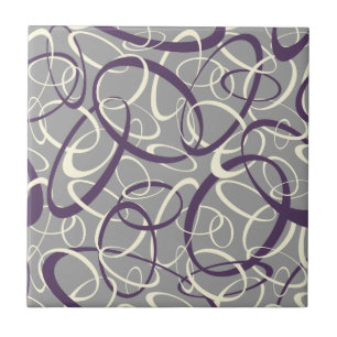 purple white loops on grey geometric pattern tile