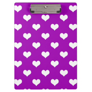 Purple White Love Heart Pattern Design Clipboard