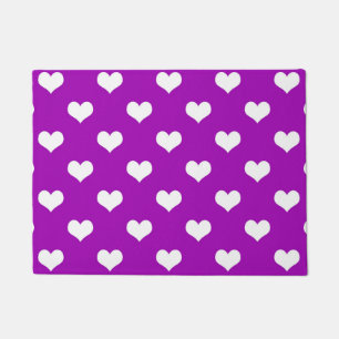 Purple White Love Heart Pattern Design Doormat