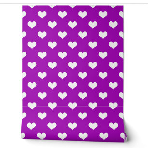 Purple White Love Heart Pattern Design Wallpaper