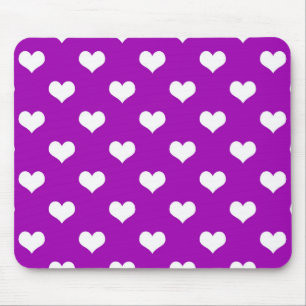 Purple White Lovely Hearts Design Mouse Pad