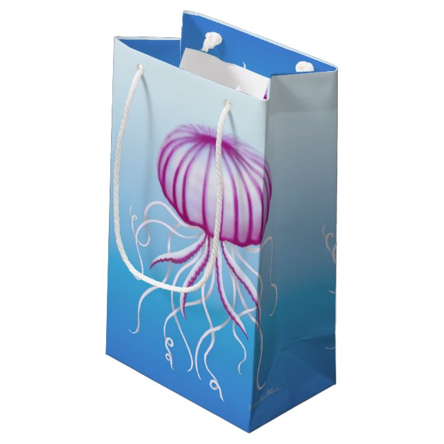 Purple White Medusa Type Jellyfish Gift Bag (Back Angled)