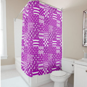 Purple White Mixed Patterns Patchwork Design 