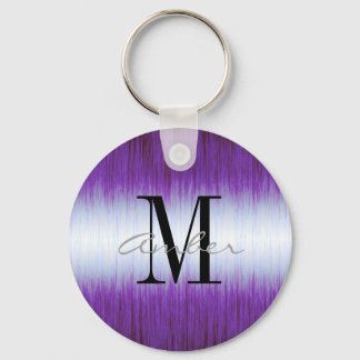 Purple White Modern Gauze Blended Personalized Keychain
