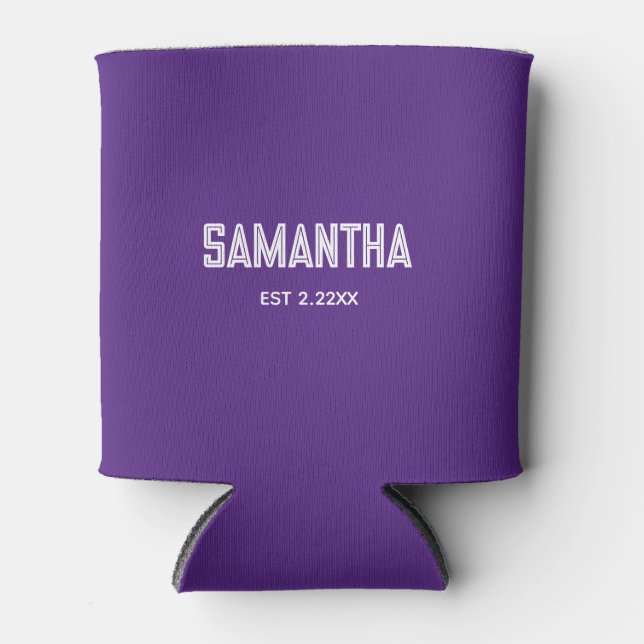 Purple &white monogram name Cooler (Front)