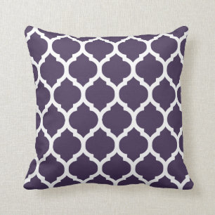 Purple & White Moroccan Lattice Throw Pillow