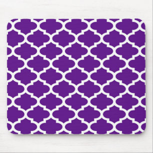 Purple White Moroccan Quatrefoil Trellis Pattern 2 Mouse Pad