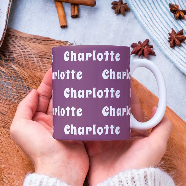 Purple white name pattern coffee mug (Creator Uploaded)