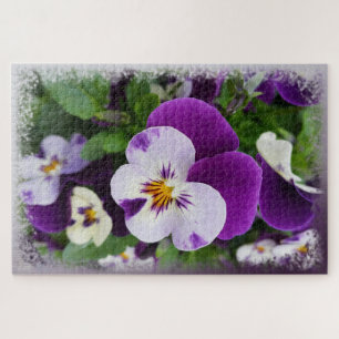 Purple white pansies jigsaw puzzle