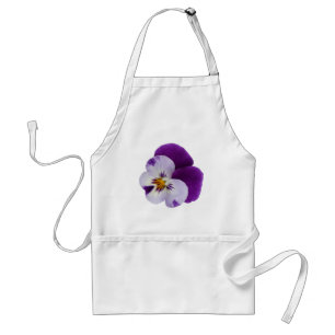 Purple white pansy cutout standard apron