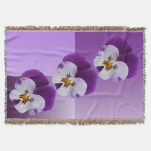 Purple white pansy cutout throw blanket